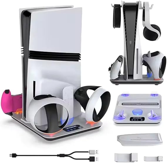 Ps5 Ps5 Slim Pro Gözlük Uyumlu Konsol Soğutma Fanlı Standı Ve Oyun Kolu Şarj Istasyonu tp5-3550