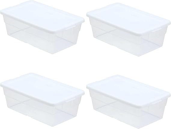 Sterilite Storage Box 13.5" X 8.3" X 4.8", 6 Qt. Clear - Pack of 4