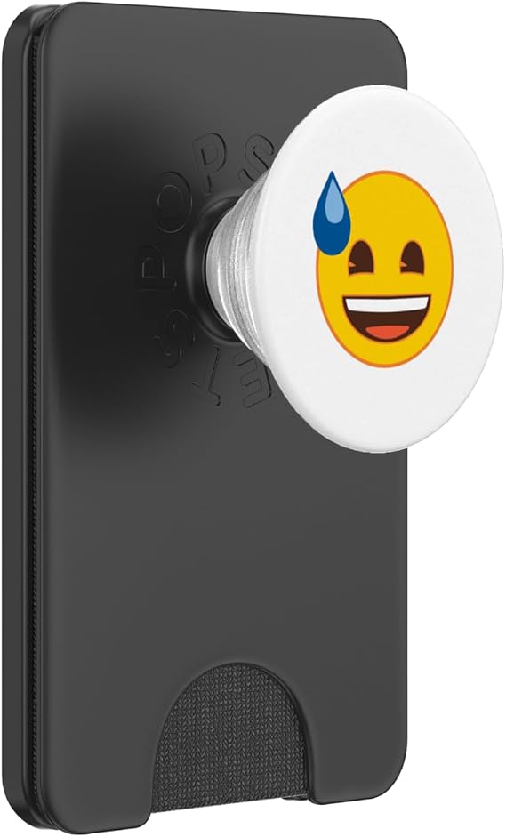 Official Emoji Sweat Laughing Yellow Smile Face PopSockets PopWallet for MagSafe