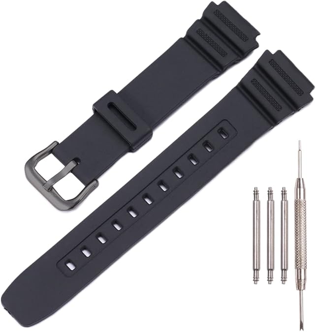 Resin Strap Compatible with Casio AE-1300 AE-1200 F-108 W-216H AE-1000w SGW-300H AQ-S800W W-800H Men's Watch Band Sport Waterproof Silicone Replacement Bracelet