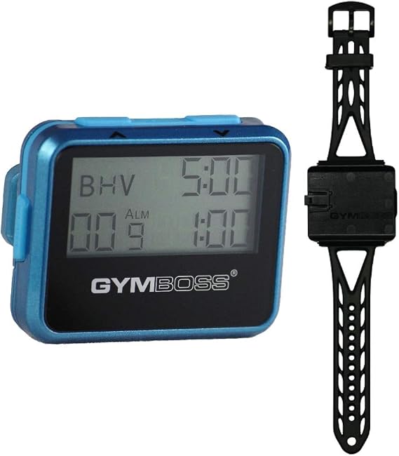 Gymboss Interval Timer and Stopwatch and Watch Strap - Bundle Teal Button, One Size