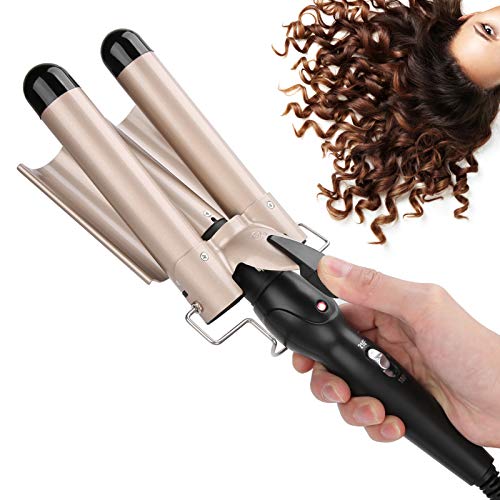 Hair Curling Iron Wands Curler Tourmaline Ceramic Hair Crimper with Temperature Control Long Triple Pipe Waver Instant Heat Hot Curlers Deep Waver for HomeTravelSalon Styling Tool28MM