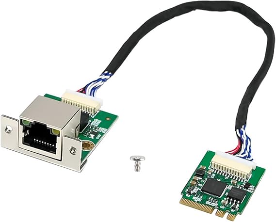 M.2 A+E Key to 2.5G Ethernet Adapter - NIC with Intel I226V, 100/1000/2500 Mbps RJ45 Stable Connection Cable Length 20cm, Compatible with OpenWRT | Windows | Linux | Server | PC | SBC (A+E with Screw)