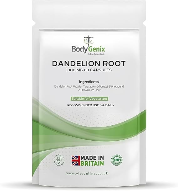 Bodgyenix Dandelion Root 1000mg Veg Capsules Bodygenix UK Power Minerals, Vitamin Rich (60) 2 Month Supply