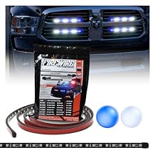 Firewire LEDs Emergency Strobe Lights for Trucks | 15" Blue White Safety Vehicle Lighting Front Grille Kit with Strobe Controller | 15" Inch Blue/White Strobe Light | Firewireleds