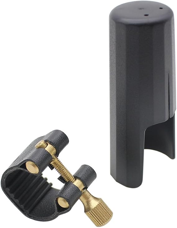 Andoer Leather Ligature Fastener with Plastic Cap for Tenor Sax Saxphone Bakelite Mouthpiece