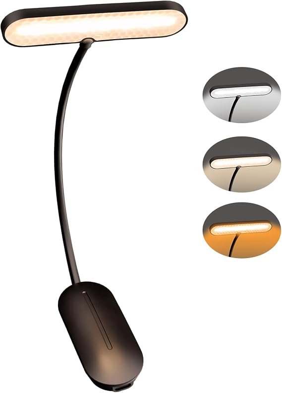 Clip On Book Light for Reading - Portable LED Reading Light with 3 Brightness Temperature Modes, 80 Hours Working Time, Rechargeable Clip Light for Books, E-readers, Magazines