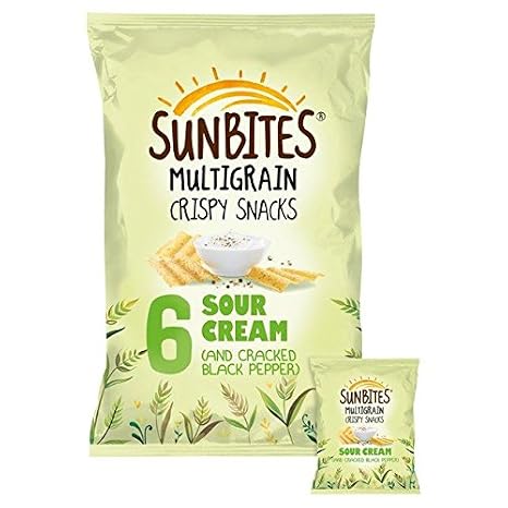 Sunbites Sour Cream & Pepper Multigrain Snacks 25g x - 6 per pack (0.33lbs)