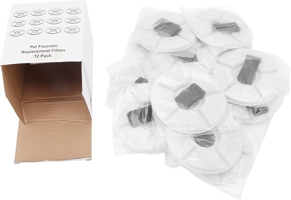 12Pcs Cat Water Fountain Filters with Activated Carbon for 2.4L Pet Fountains – Replacement Filters for HOMMII ISYOUNG KOALAD