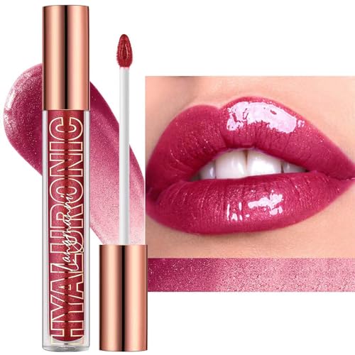 Rose Red Lip Gloss Lip Plumper Gloss Tinted Glitter Lipgloss Lip Oil Teens Moisturizing Lipstick Lip Balm High Shine And Vegan Plumping Lip Gloss For Women Girls Long-Lasting Dry Lip Care08#