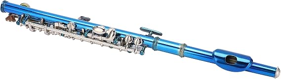 Piccolo Instrument, Cupronickel E Key Blue Shiny with Clean Bar Leather Black Box for Beginner