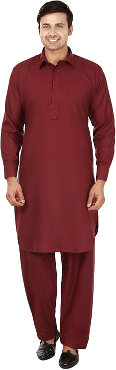 Maple Clothing Men's Pathani Indian Kurta Salwar Set Party Wear Clothes