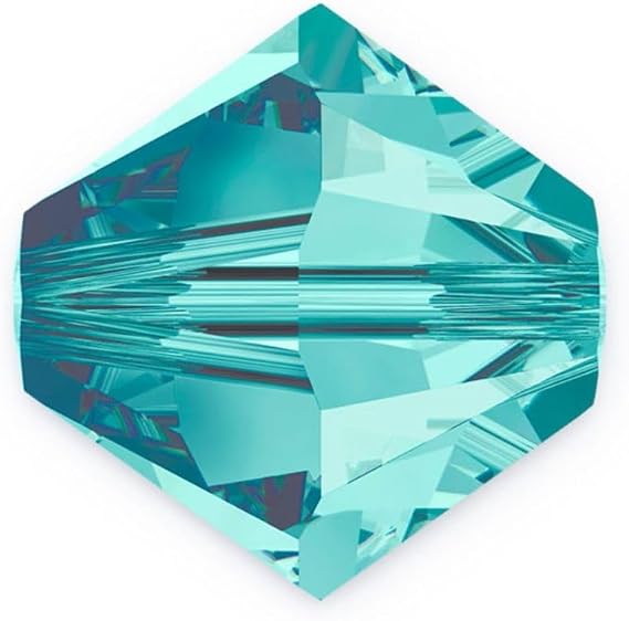 200pcs Authentic Preciosa 4mm (0.16 inch) Small Faceted Bicone Crystal Loose Beads Blue Zircon Compatible with Swarovski 5301/5328 for DIY Jewelry Making Pre-B430