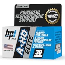 BPI Sports A-HD Elite Mens Powerful Testosterone Booster for Stamina, Strength, Sexual Support Supports Muscle, Libido & Metabolism Natural Testosterone Supplement 30 Servings 500mg