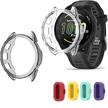 Smart Watch TPU Cases Compatible for Garmin Forerunner 165 &165 Music, Soft Frame Protective Cover and Silicone Charging Dust Plug (Pack of 4+2) [Case Not Screen Protector ]