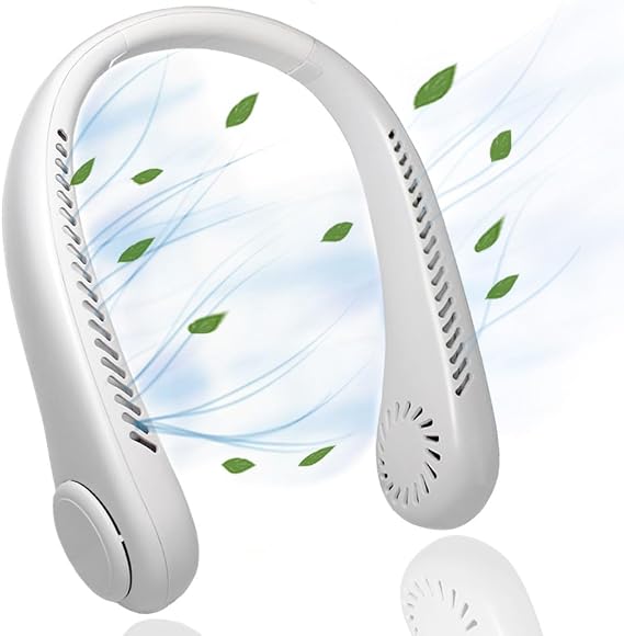 Fenzer 2-Pack Neck Fan, Portable Bladeless Neck Fans, Upgrade 360 Airflow, Super Quiet, 3 Speeds, 5000mAh Personal Wearable Neck Fan, Upgraded Cooling Air Volume USB Rechargeable Hands Free Fan