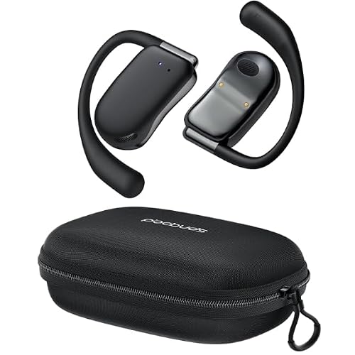 Ear Buds Wireless Earbuds Bluetooth Headphones 40Hrs Playtime, Open Ear Earbuds with Earhook & Zipper Case, Over Ear Sports Headphones 16.2mm Stereo Sound for RunningGym, Lanyard Design Black