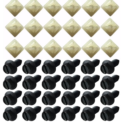 Upgraded 50 Pieces License Plate Screw Inserts, License Plate Nut, License Plate Screw Retainers,50 Pieces Stainless Steel Black License Plate Mounting Screws