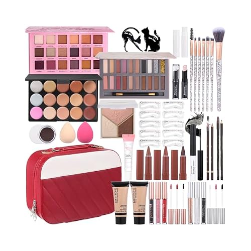 Makeup Kit For Women Girls, Makeup Set For Teens beginners, Full Makeup Kit With Everything Carrying Bag, Eyeshadow Palette, Foundation, Concealer, Lipstick, Brushes 18 & 20 Color eyeshaow Kit