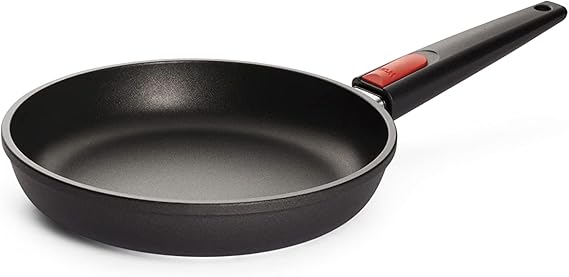 Woll Nowo Titanium Flat Pan Inductive Diameter 24 cm Height 5 cm with Removable Handle Suitable for All Hob Types Cast Aluminium Non-Stick Coating