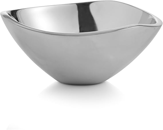 nambe Mini Tri-Corner Dip Bowl | Chilled Serving Dish for Dip, Hummus, Dressing, Salsa, Guacamole | Prep-Ahead- Oven and Freezer Safe | 4.5-Inch | Made of Metal Alloy (Silver)