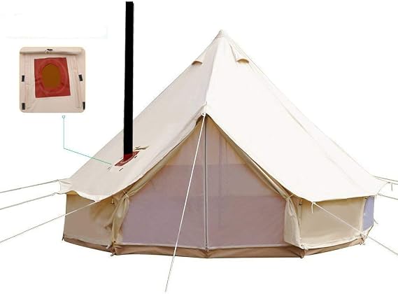 TentHome Luxury Bell Tent 4 Season Large Glamping Waterproof Cotton Tent Yurt Teepee with Roof Stove Jack Hole for Camping Hiking Christmas Party, Beige
