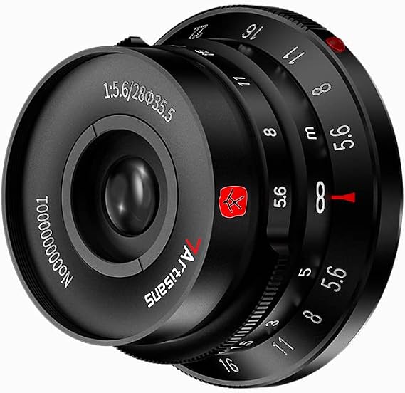 7artisans M28mm F5.6 Full Frame Manual Focus Prime Camera Lens with Lens Hood for Leica M Mount Mirrorless Camera M2 M3 M4 M5 M6 M7 M8 M9 M9P M10