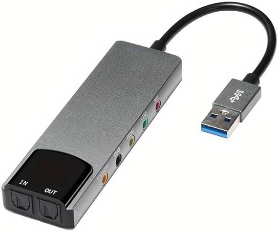 Premium USB 6-Channel Surround Sound Card Adapter with Optical Audio Input Output for PC