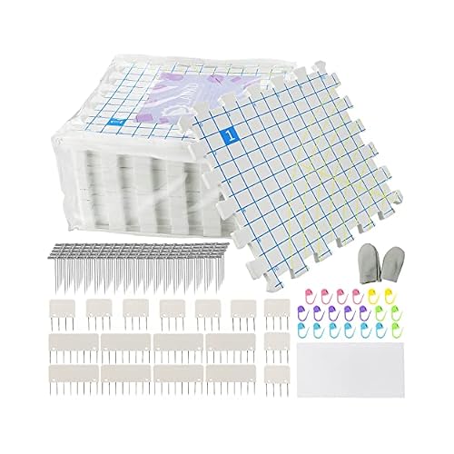 LAMXD Blocking Mats for Knitting - Extra Thick Blocking Boards with Grids with 22PCS Knitting blockers and 100 T-pins for Needlework or Crochet - Pack of 9