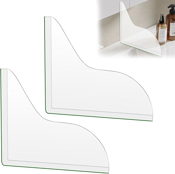 2 Pack Shower Corner Water Guard, Self-Adhesive Splash Guard for Bathtub