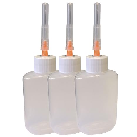 Gordon Glass Applicator Bottle with Stainless Steel Needle - 3 Pack | For Weld-on-3 and Weld-on-4 Acrylic Adhesives