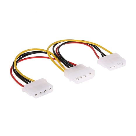 NEORTX 4 Pin Molex Male to 2 Ports Molex IDE Female Power Supply Y Splitter Adapter Cable for PC, Cooling Fan CD Driver Hard Disk