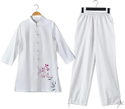 KSUA Womens Traditional Chinese Clothing Tai Chi Uniform Chinese Kung Fu Clothing with Three Quarter Sleeves