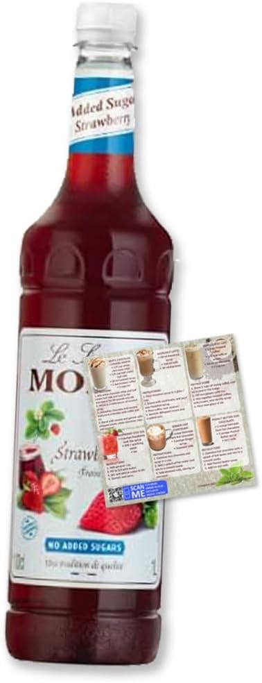 Monin Strawberry No Added Sugar Cocktails Coffee Syrup 1L Inc Drink Recipe