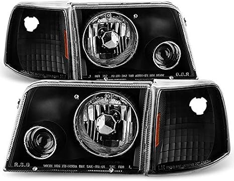 AKKON - For 1993-1997 Ford Ranger Pickup Truck Headlights & Corner Lights | OE Factory Style Black Housing Clear Lens Driver And Passenger Side Direct Replacement