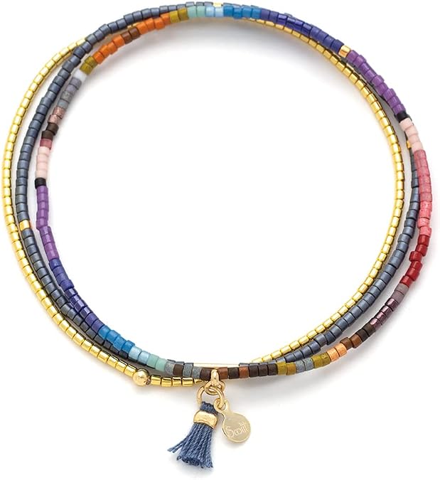 Scout Curated Wears - Chromacolor Miyuki Bracelet Trio - Dark Multi/Gold