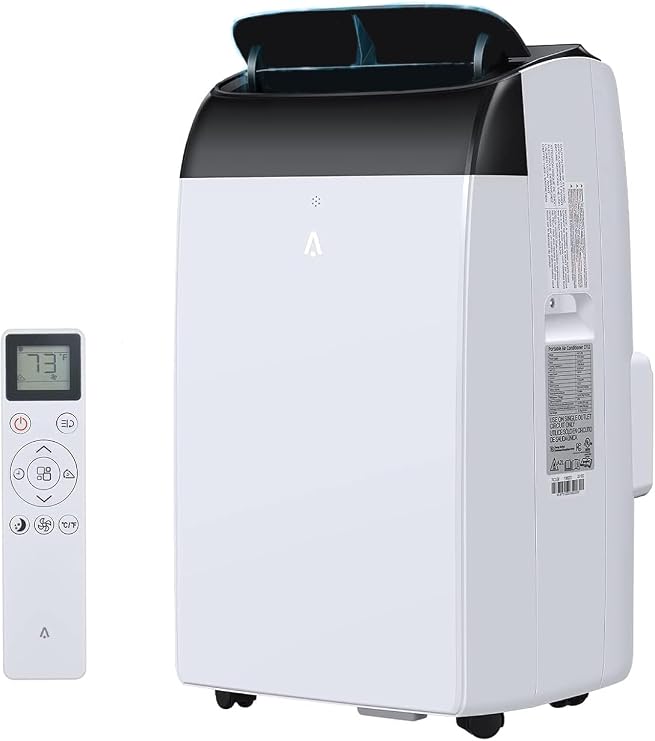 12000 Btu Portable Air Conditioner, Standing AC Unit for Rooms Cooling Up to 550 Sq.Ft., 3-In-1 Air Conditioner with Dehumidifier, Fan, Quiet Operation, Remote Control, 24Hrs Timer, White