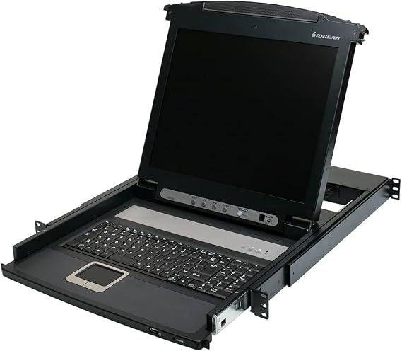 IOGEAR RBA1025 1-Port Integrated KVM Console with 17 Inch TFT LCD Active Matrix Monitor, Keyboard and Touchpad, GCL1800, Black
