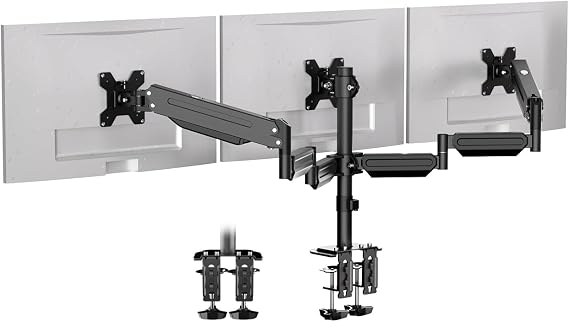 Pholiten Triple Monitor Mount for17-32 inches Screen, 2 Gas Spring Arms