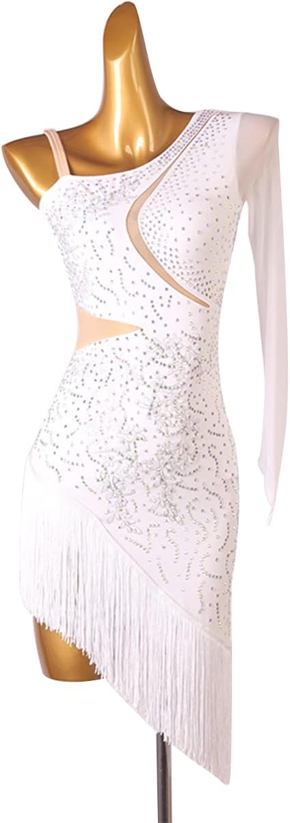 Fringe Latin Dance Dresses for Women White Latin Competition Dress Ballroom Backless Salsa Samba Rumba ChaCha Costume
