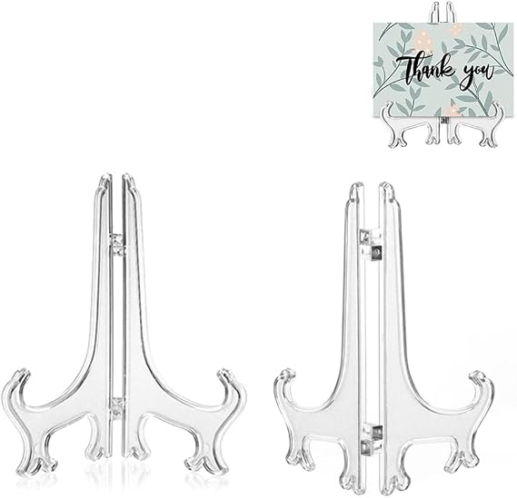 2pcs Clear Acrylic Easels, Plastic Plate Stands Holders Fold Display Stand, Folding Plate Holder for Picture Frame Photo Artwork Home Decoration - 3 Inch (3 inchx1)