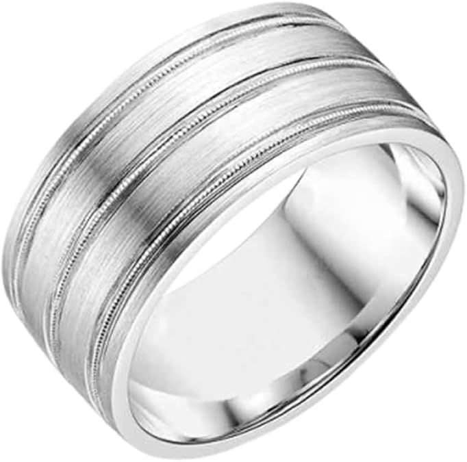 Men's Wedding Band, Best Friend Rings for Men with Diamond White Gold and Pt950 Boho Jewelry for Women