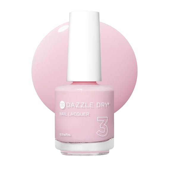 Dazzle Dry Nail Lacquer, Step 3 Yoga Mama (0.5 fl oz) | A Light Chalky Bubblegum Pink Full Coverage Cream Finish Quick-Dry
