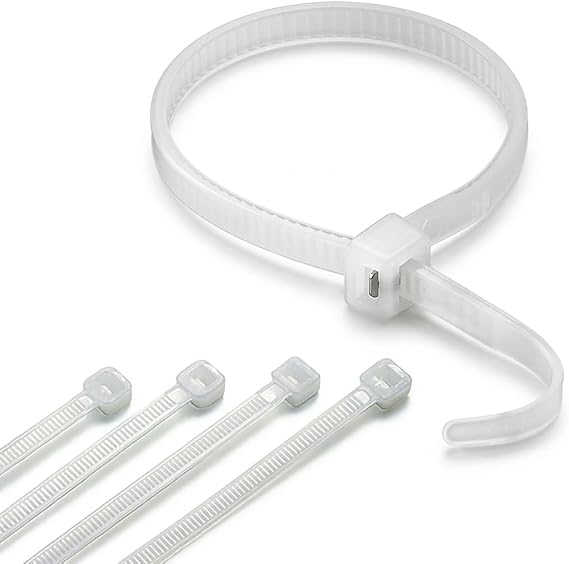 Plastik Cırt Kelepçe, Kablo Bağı Seti, Beyaz, 2.5 x 150 mm, 100 Adet, Kendinden Kilitlemeli Dayanıklı Naylon Kelepçe, Ev, Ofis ve Endüstriyel Düzenleme İçin (beyaz)