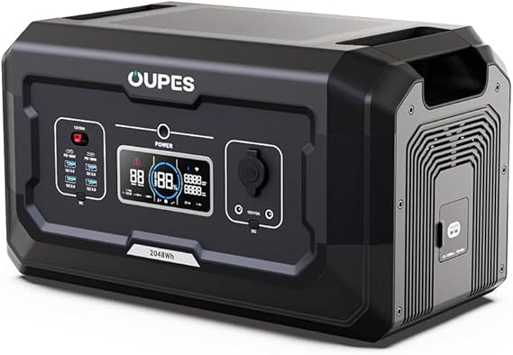 OUPES B2 Smart Extra Battery - 2048Wh LiFePO4 Expansion for Mega 1/2/3 Portable Power Station, 2100W Solar Charging & WiFi/Bluetooth APP Control
