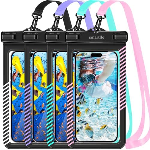 Waterproof Phone Holder Pouches, Cell Phone Water Protectors Pack, IPX8 Waterproof Phone Cases & Covers for iPhone 15 14 13 Pro Max 12 11, for Galaxy S24 S23 Ultra Note, 7" - 4 Pack-T