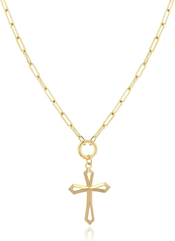 Jewelry Atelier Gold Filled Pendant Necklace Collection - 14K Yellow Gold Filled Pendant Necklace with Solid Clip Chain for Women (Different Sizes and Styles with Extension/Adjustable Chain)