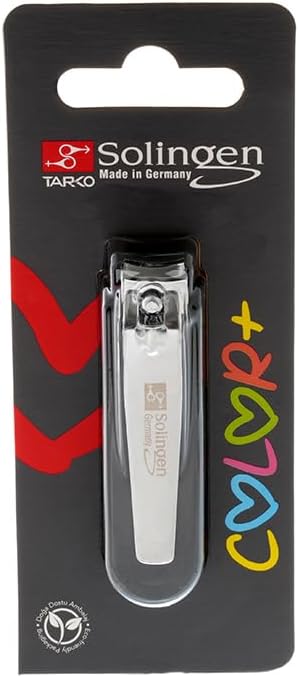 Solingen Colorful Nail Clippers Stainless Steel Fingernail Cutter with Non-Slip Plastic Grip Ergonomic, Durable, Sharp Blade for Men, Women, and Kids (Black)