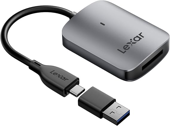 Lexar RW515 CFexpress Type A Card Reader USB 3.2 Gen 2 Up to 900 MB/s for CFe Type A card includes USB-C cable USB-C to USB-A adapter