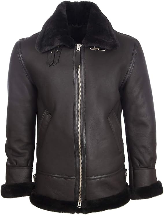 Aviatrix Men's Real Leather Shearling Classic Aviator Pilot Jacket (JEE2)
